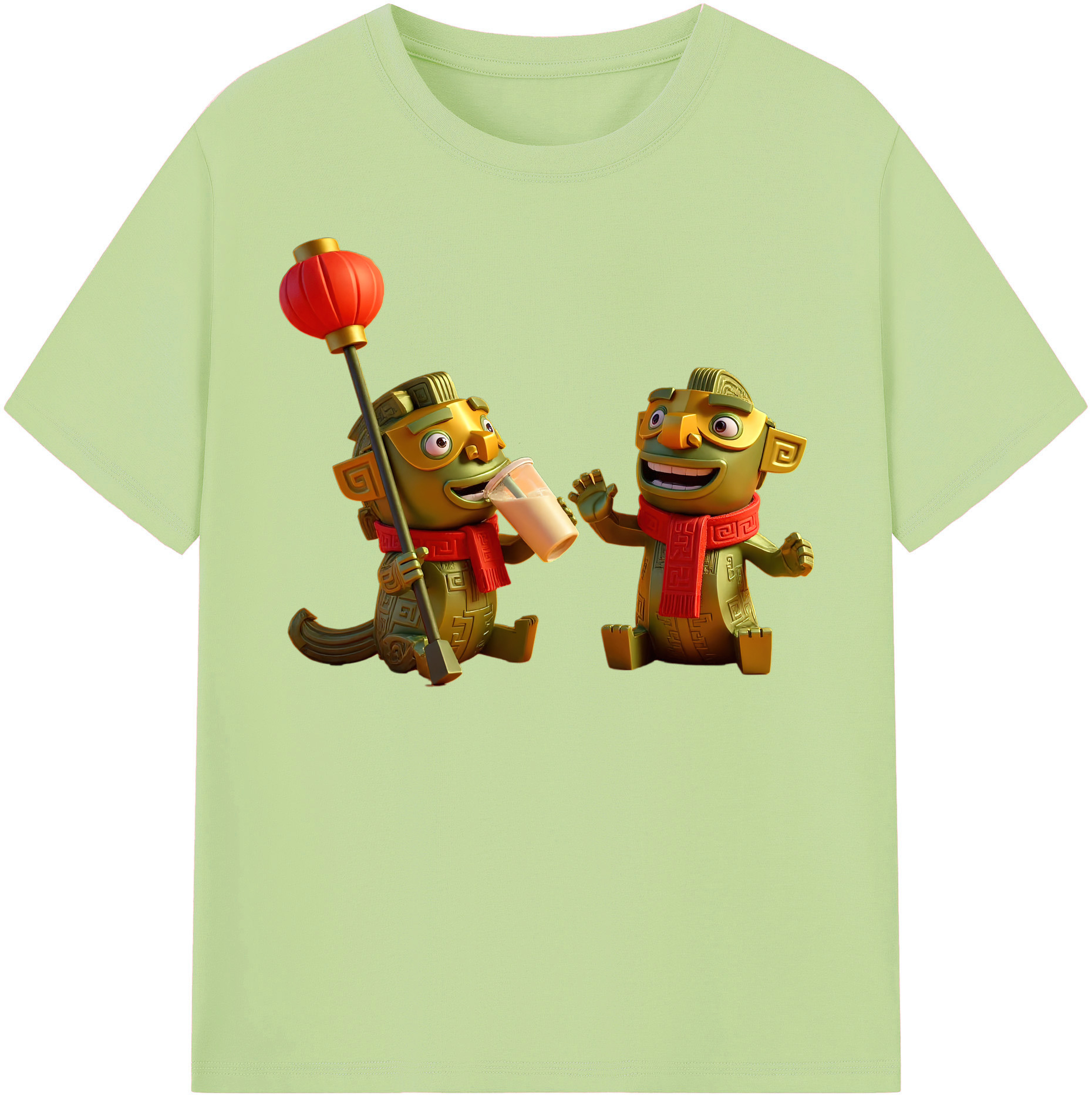 （画像用） Ne Zha 2 ナタ 魔童の大暴れ 綿100％半袖Tシャツ（フロントプリント）